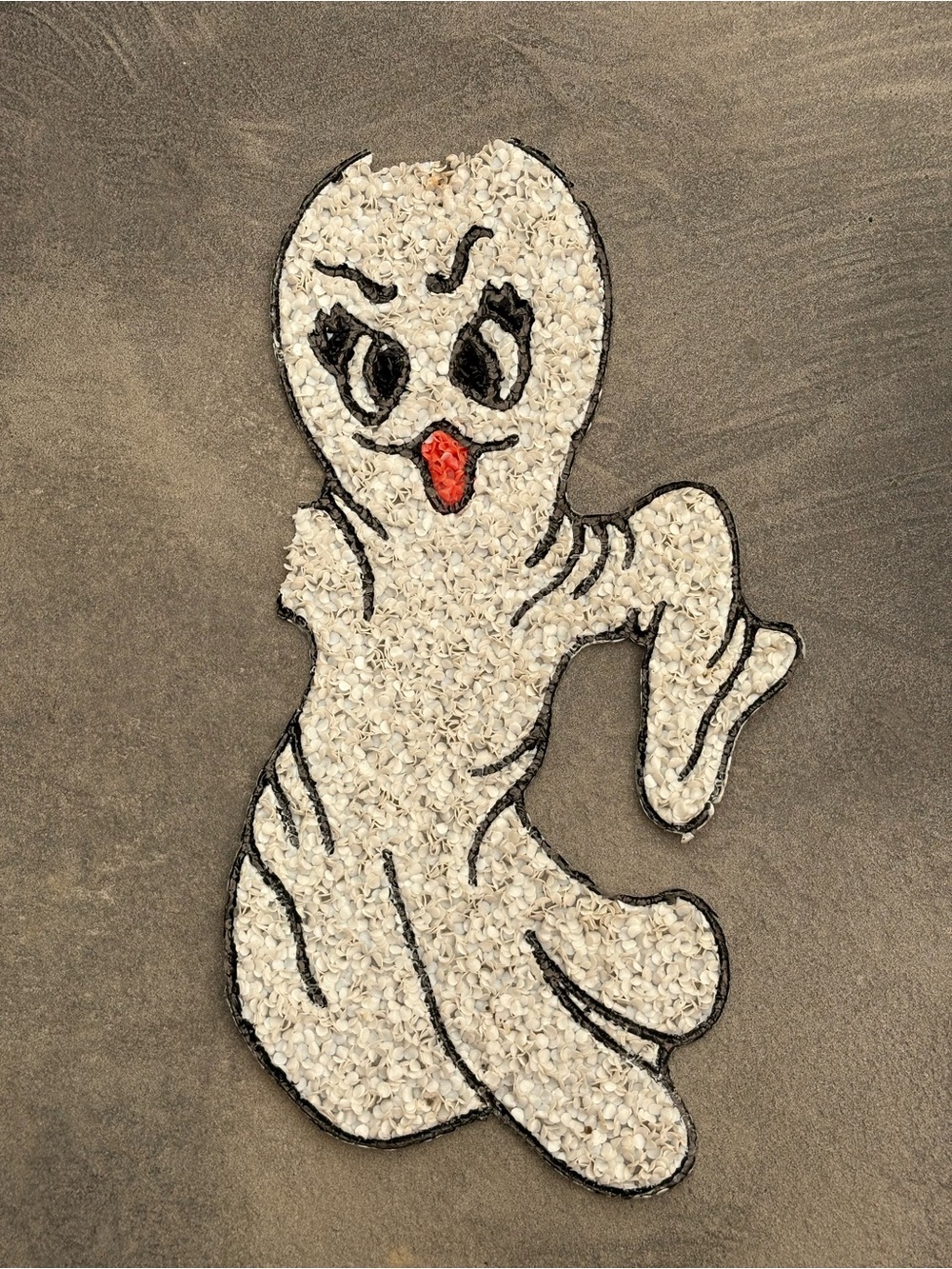 VTG melted plastic popcorn decoration of a ghost from the 1970s or 1980s.